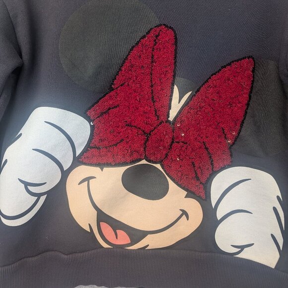 Zara Minnie Mouse pullover with sequins sweater dark grey - Picture 2 of 8